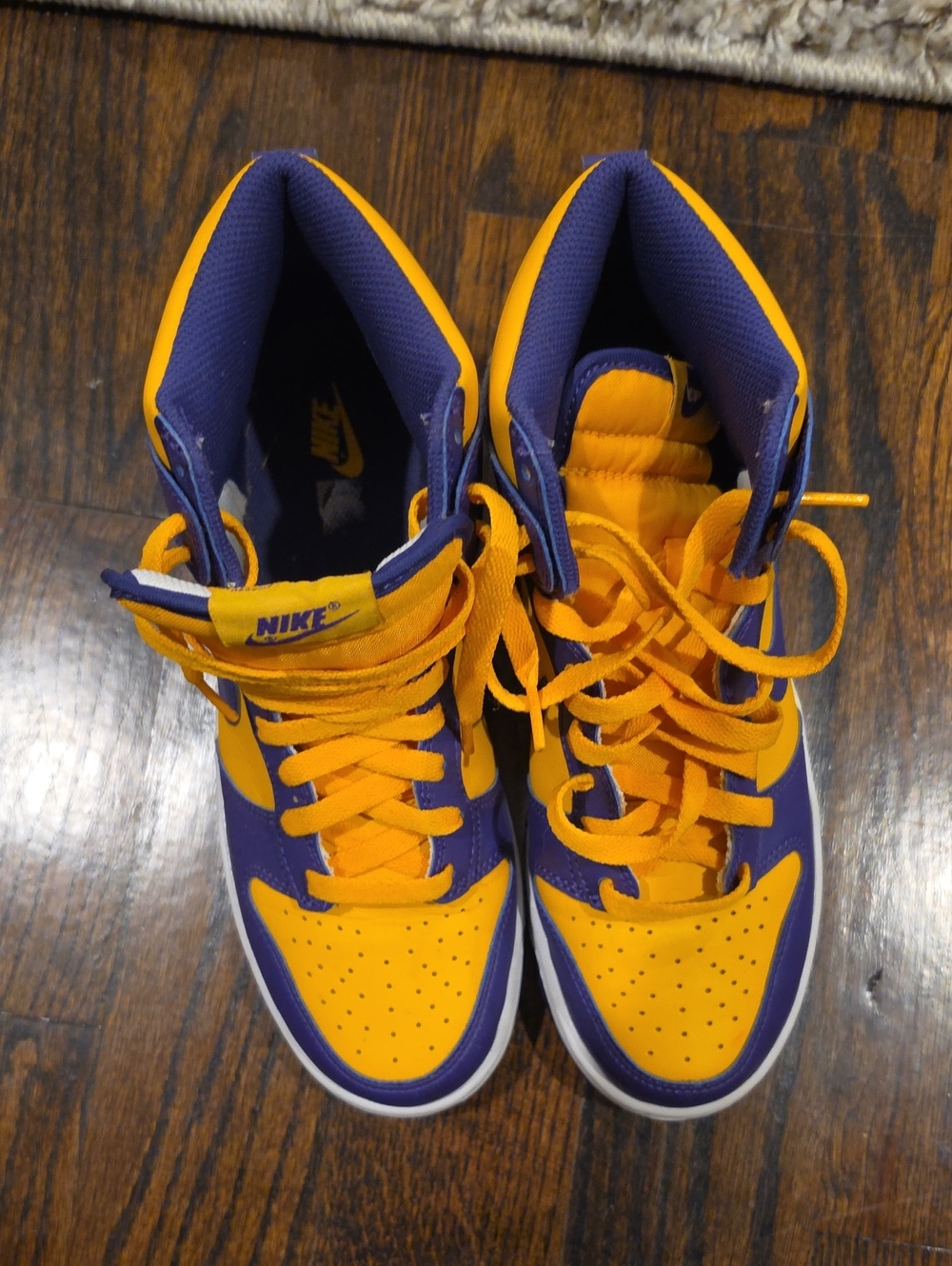 Nike Kids High-Top Sneakers in Purple and Yellow